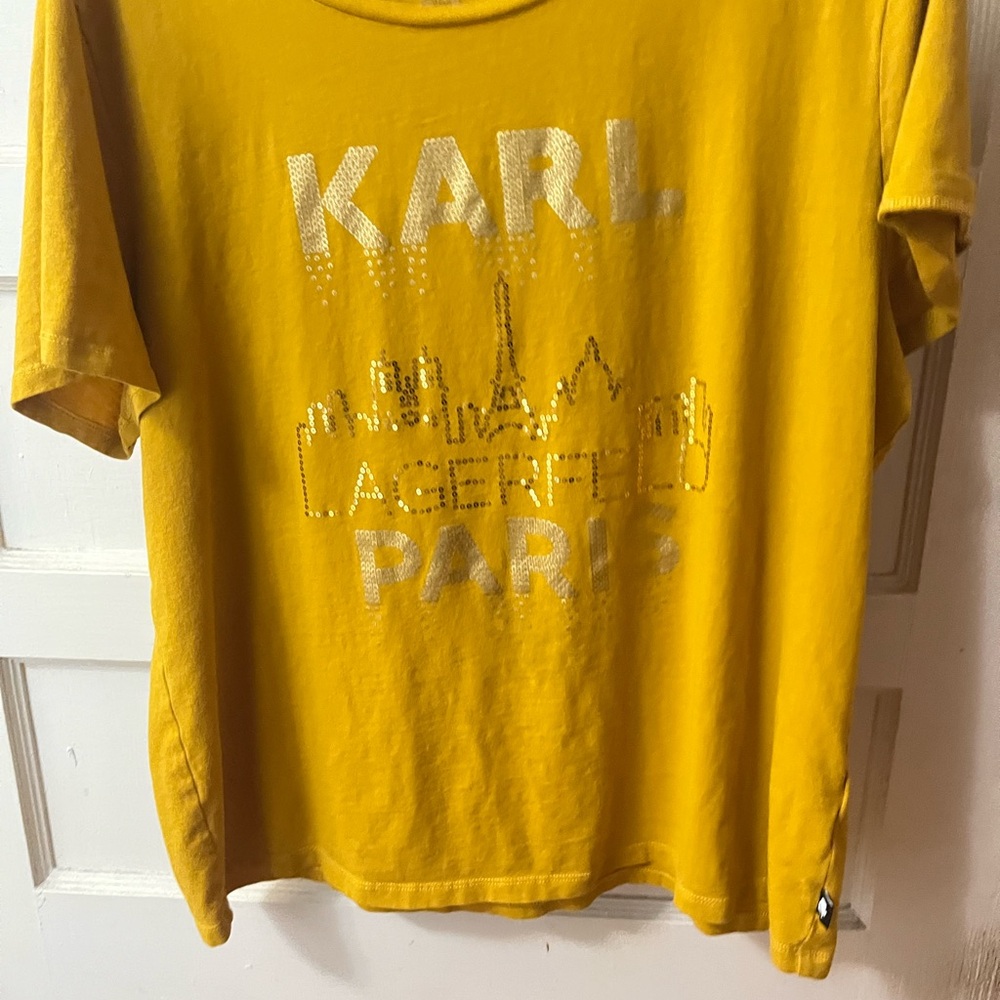 Karl Lagerfeld Yellow Short Sleeve Tee